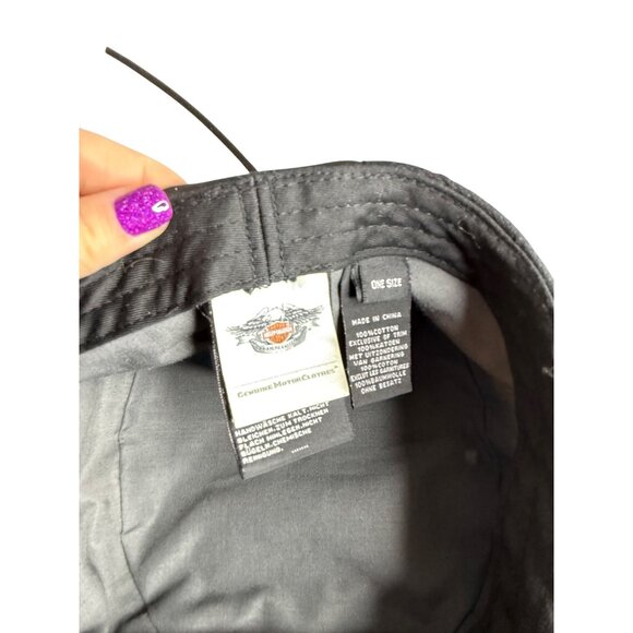 Harley Davidson Black Embroidered Lace Back Hat - Picture 6 of 7